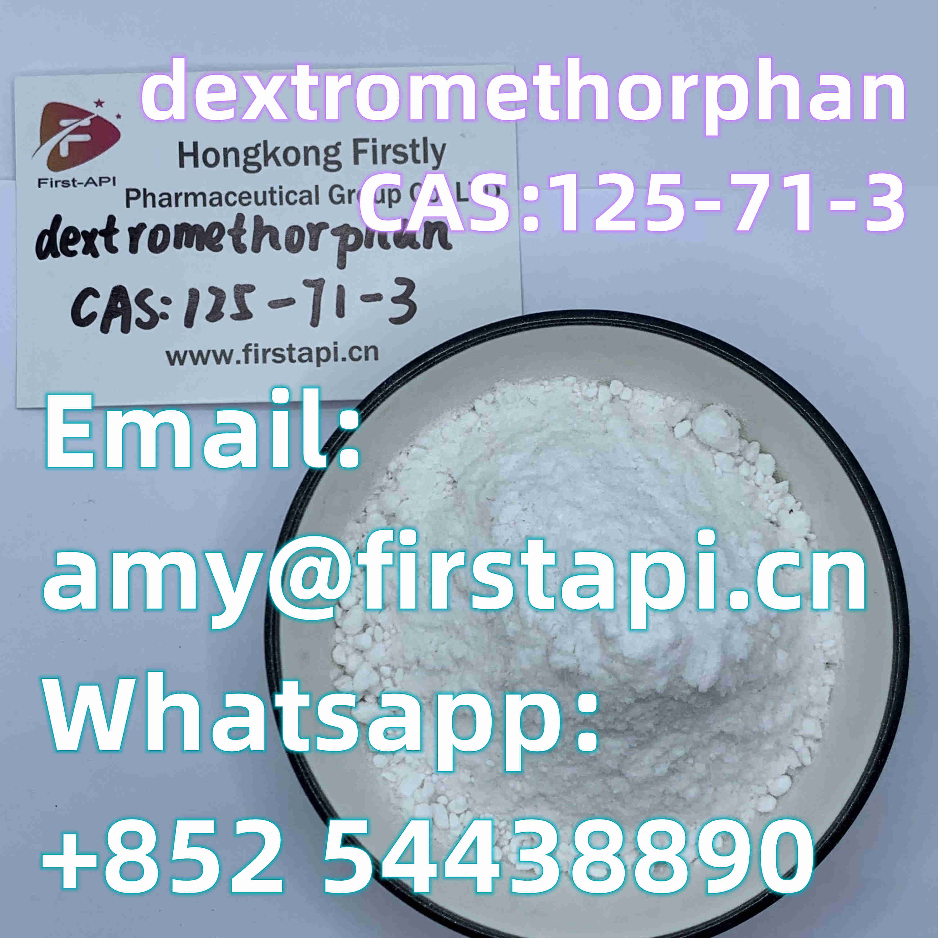 Chemical Name:	DEXTROMETHORPHAN,CAS No.:	125-71-3,Whatsapp:+852 54438890,salable - photo